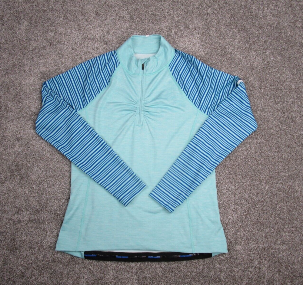 Novara Cycling Jacket Jersey Women L Blue Pullover 1/4 Zip Stretch Reflective
